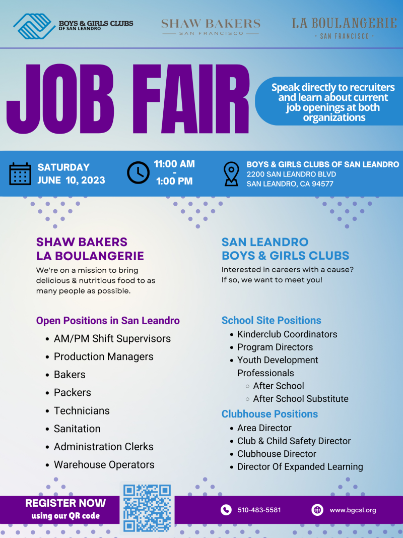 Boys & Girls Club San Leandro Job Fair Flyer